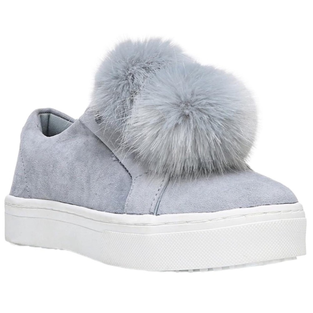 Sam Edelman Powder Blue Suede Pom Pom Sneakers Size 8.5